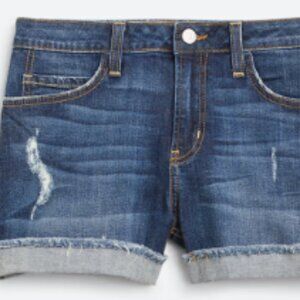 Distressed Cuffed Frayed Hem Denim Short